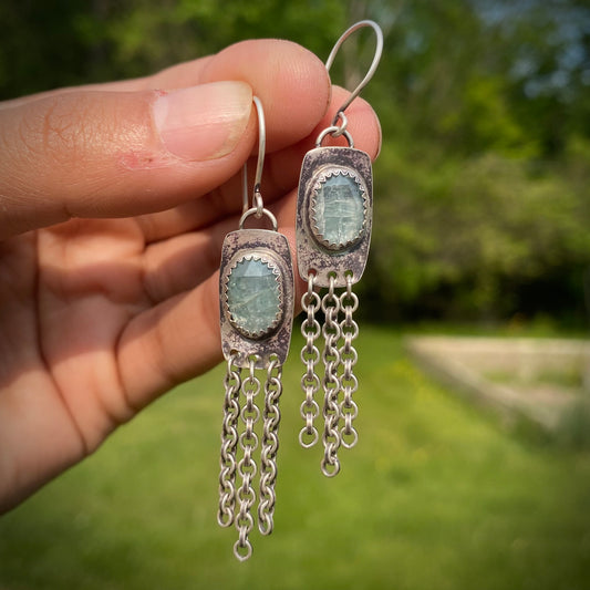 Aqua Kyanite Chain Dangles