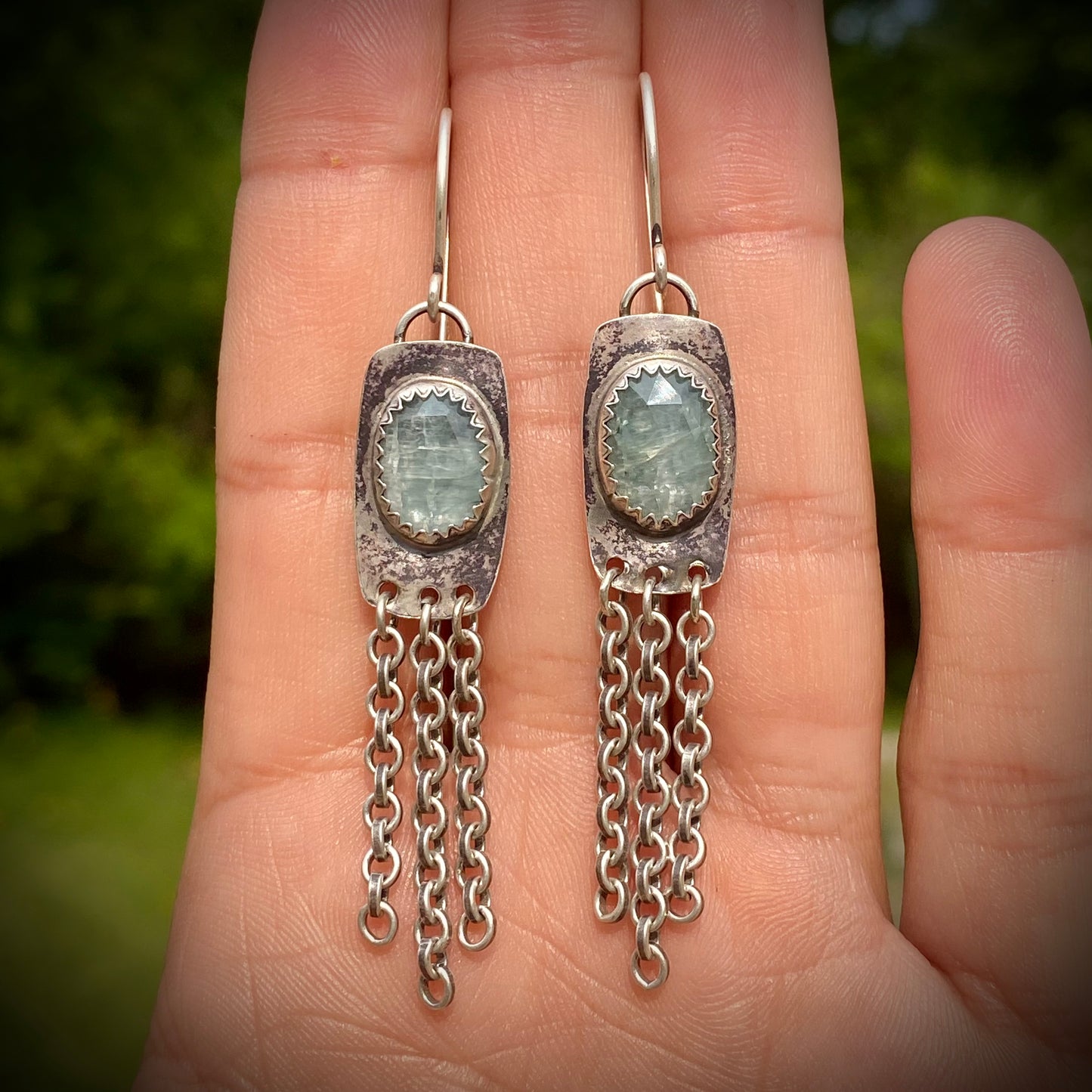 Aqua Kyanite Chain Dangles