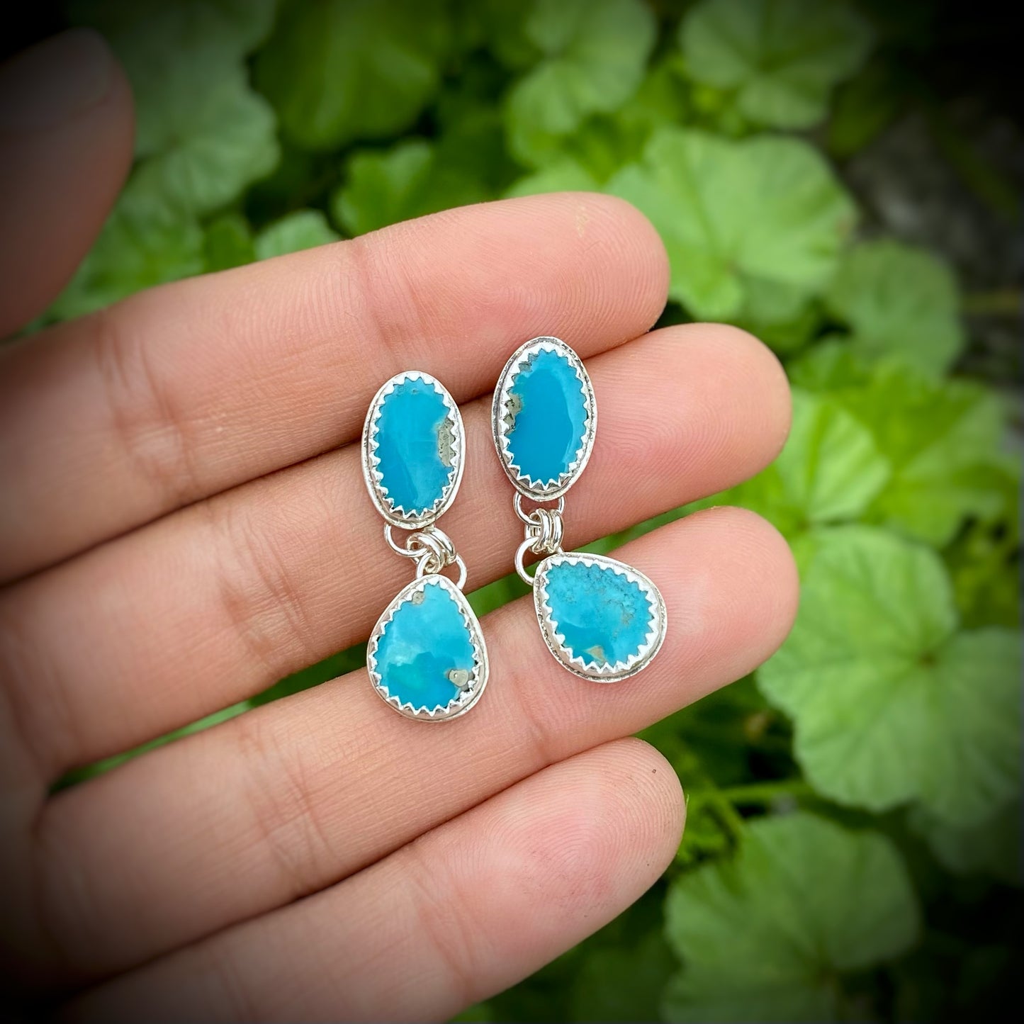 Turquoise Duel-Dangle Push-Backs