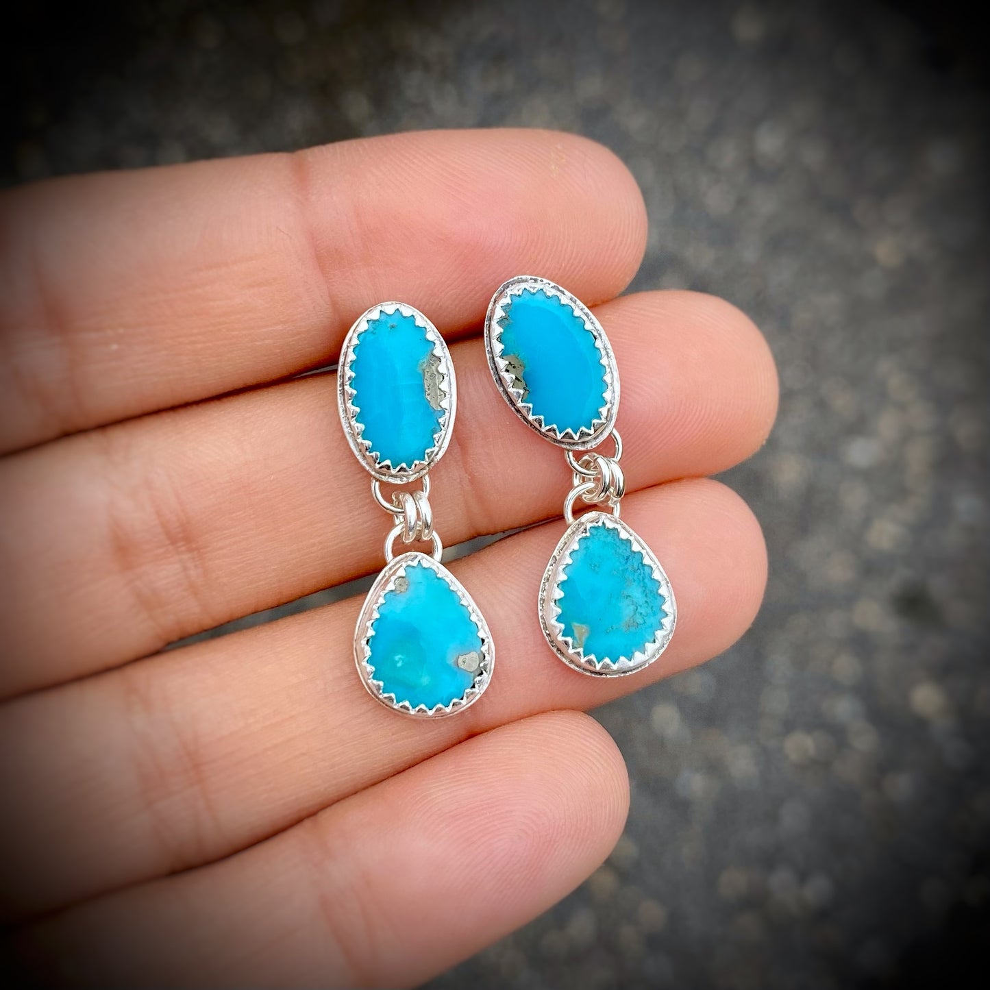 Turquoise Duel-Dangle Push-Backs