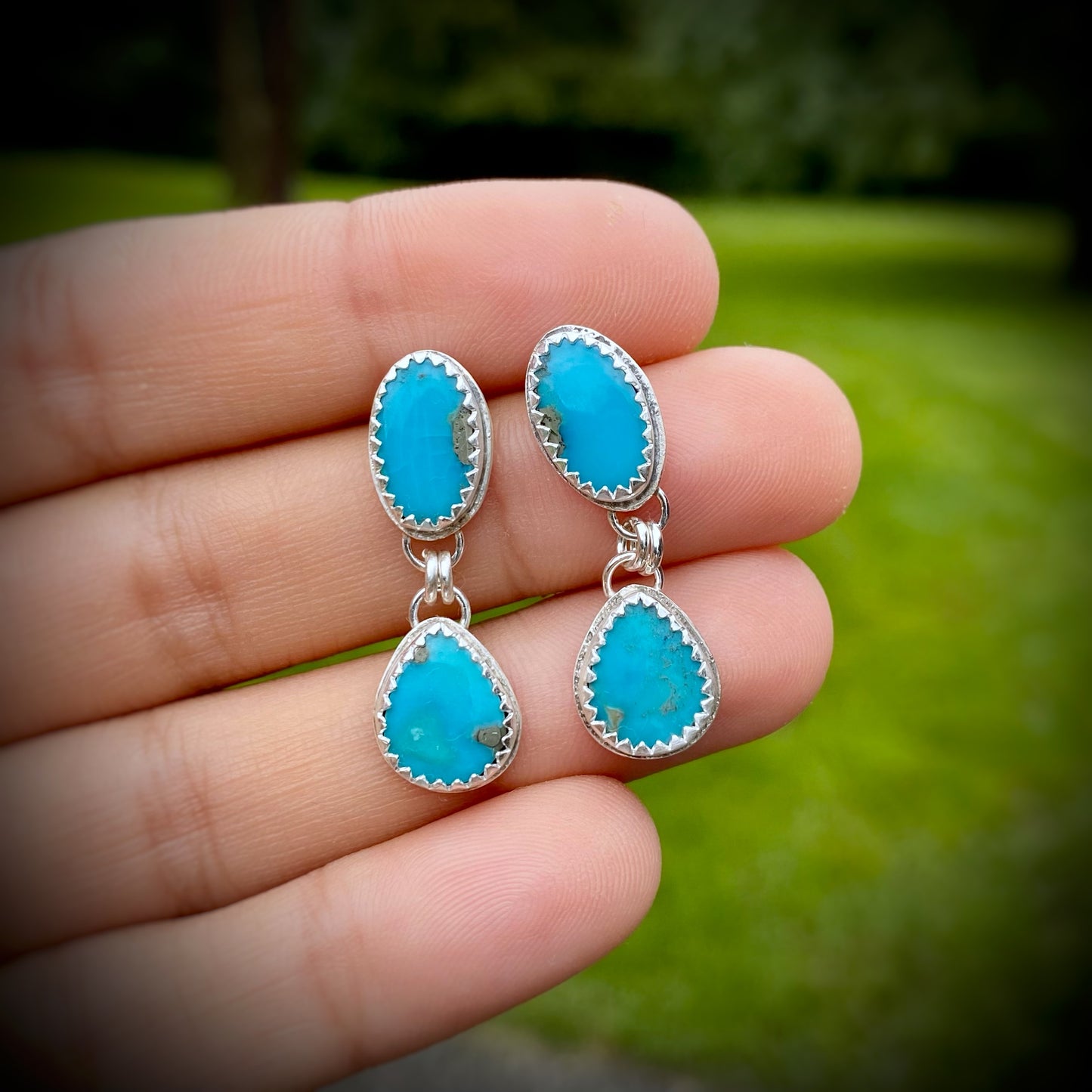 Turquoise Duel-Dangle Push-Backs