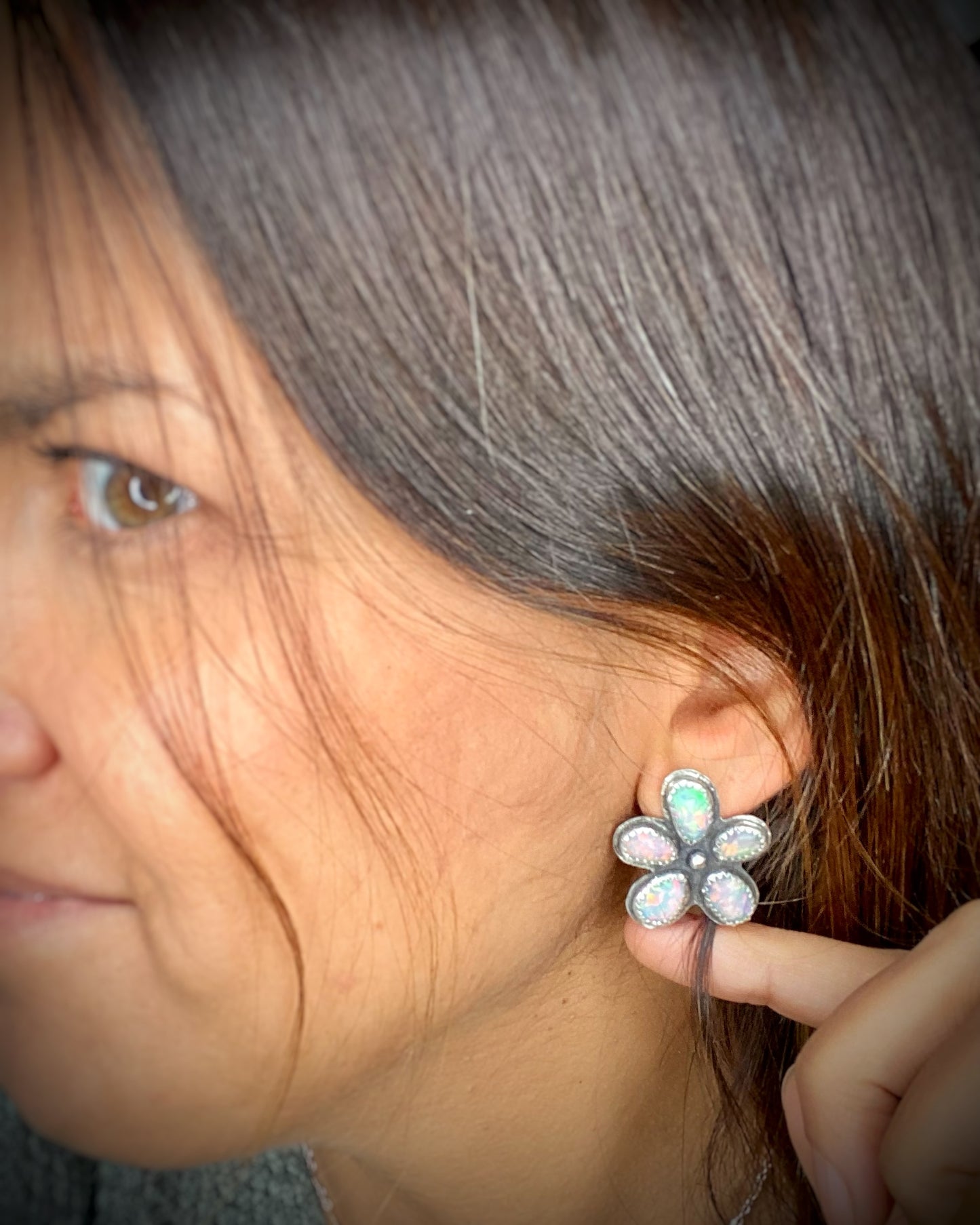 Ethiopian Opal Flower Studs