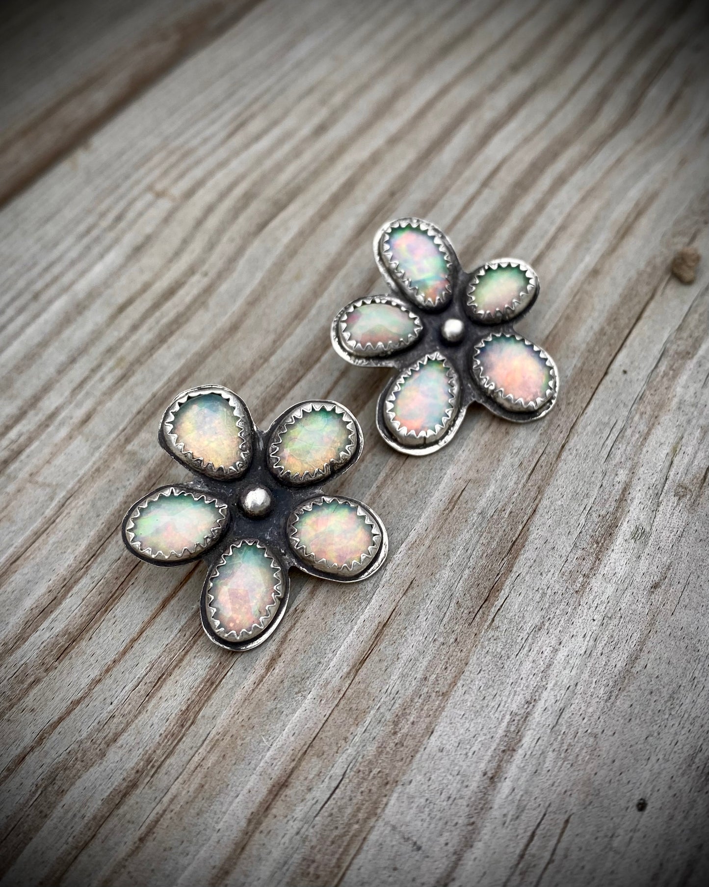 Ethiopian Opal Flower Studs