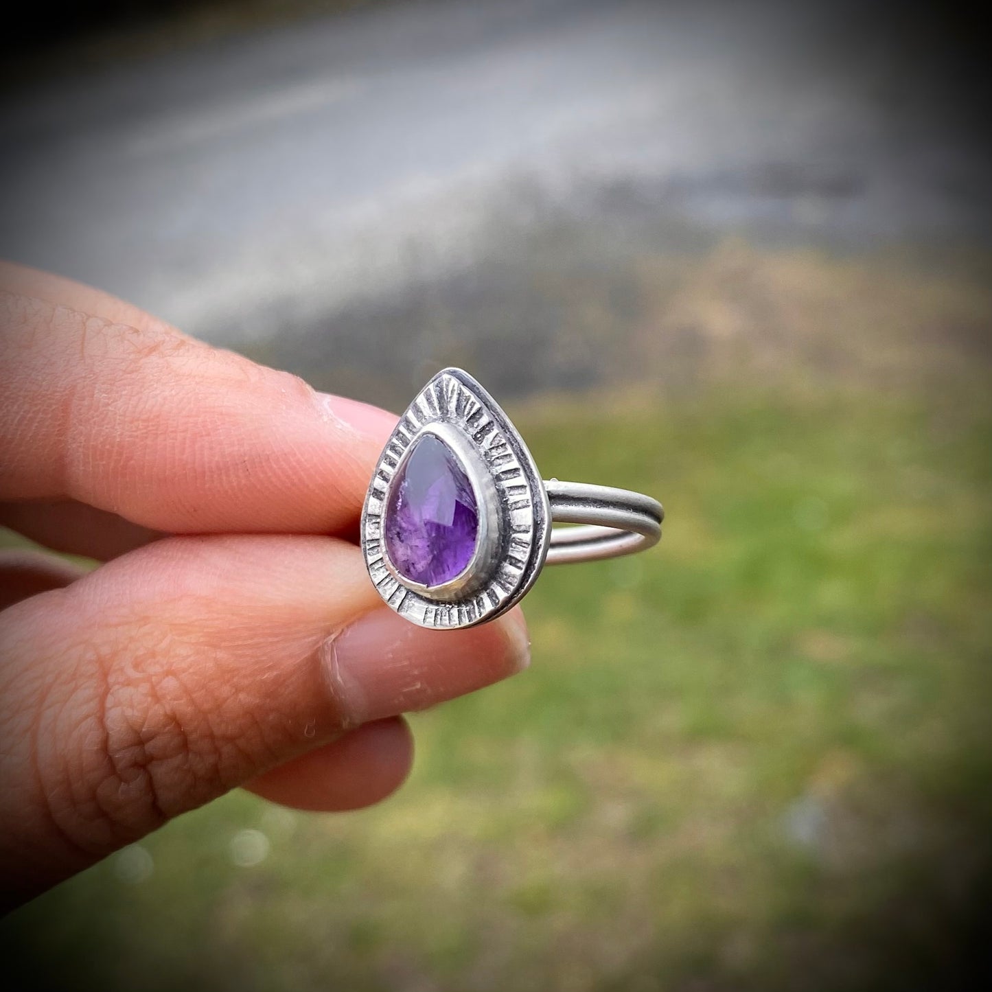 Amethyst Teardrop Ring