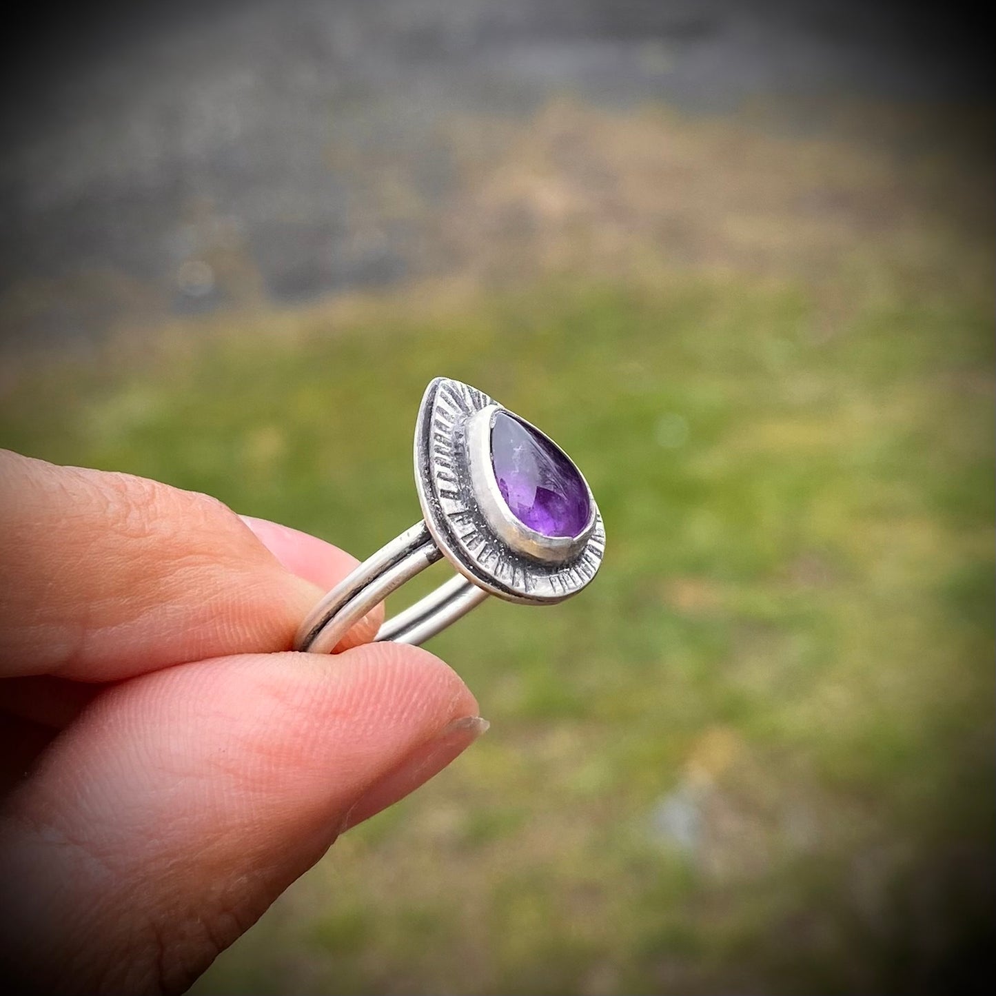 Amethyst Teardrop Ring