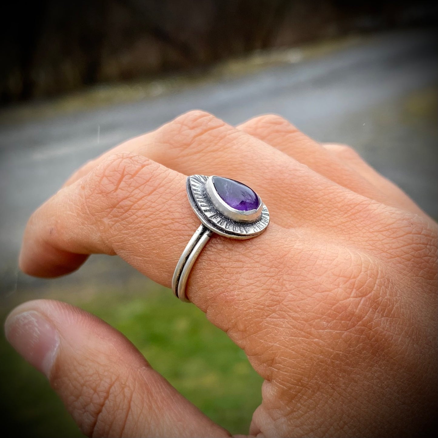 Amethyst Teardrop Ring