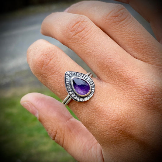 Amethyst Teardrop Ring