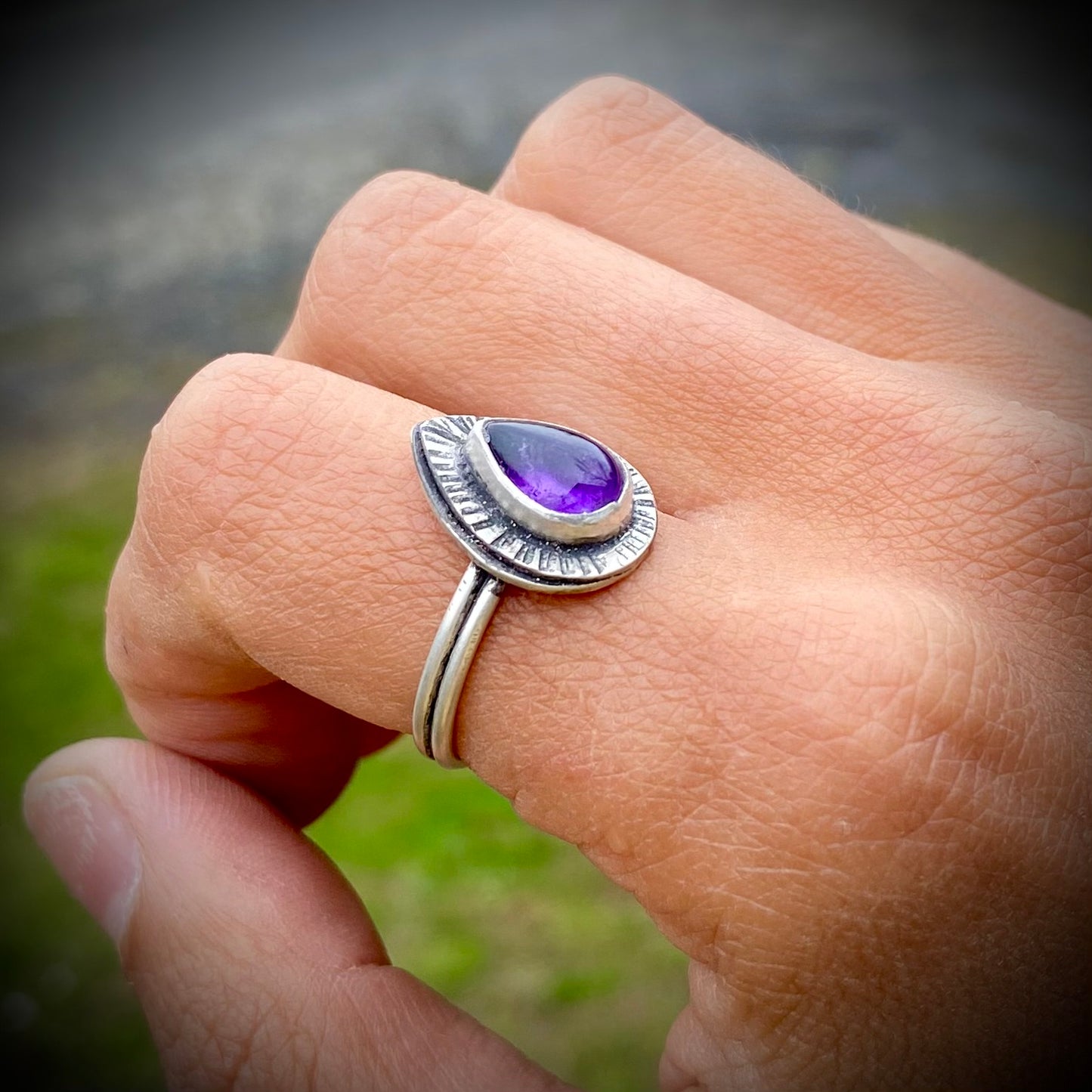 Amethyst Teardrop Ring