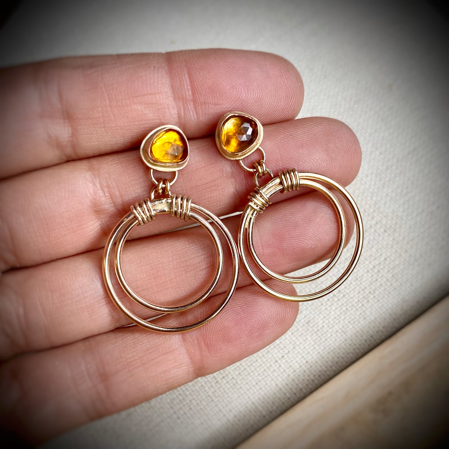 Butterscotch Citrine Hoops