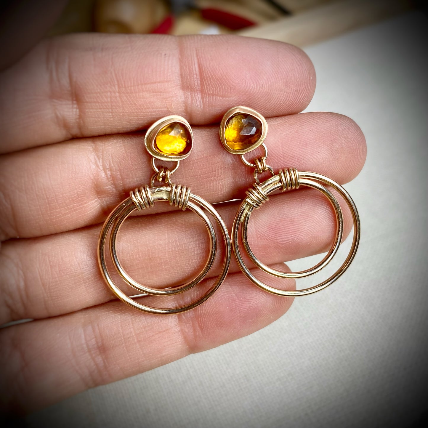 Butterscotch Citrine Hoops