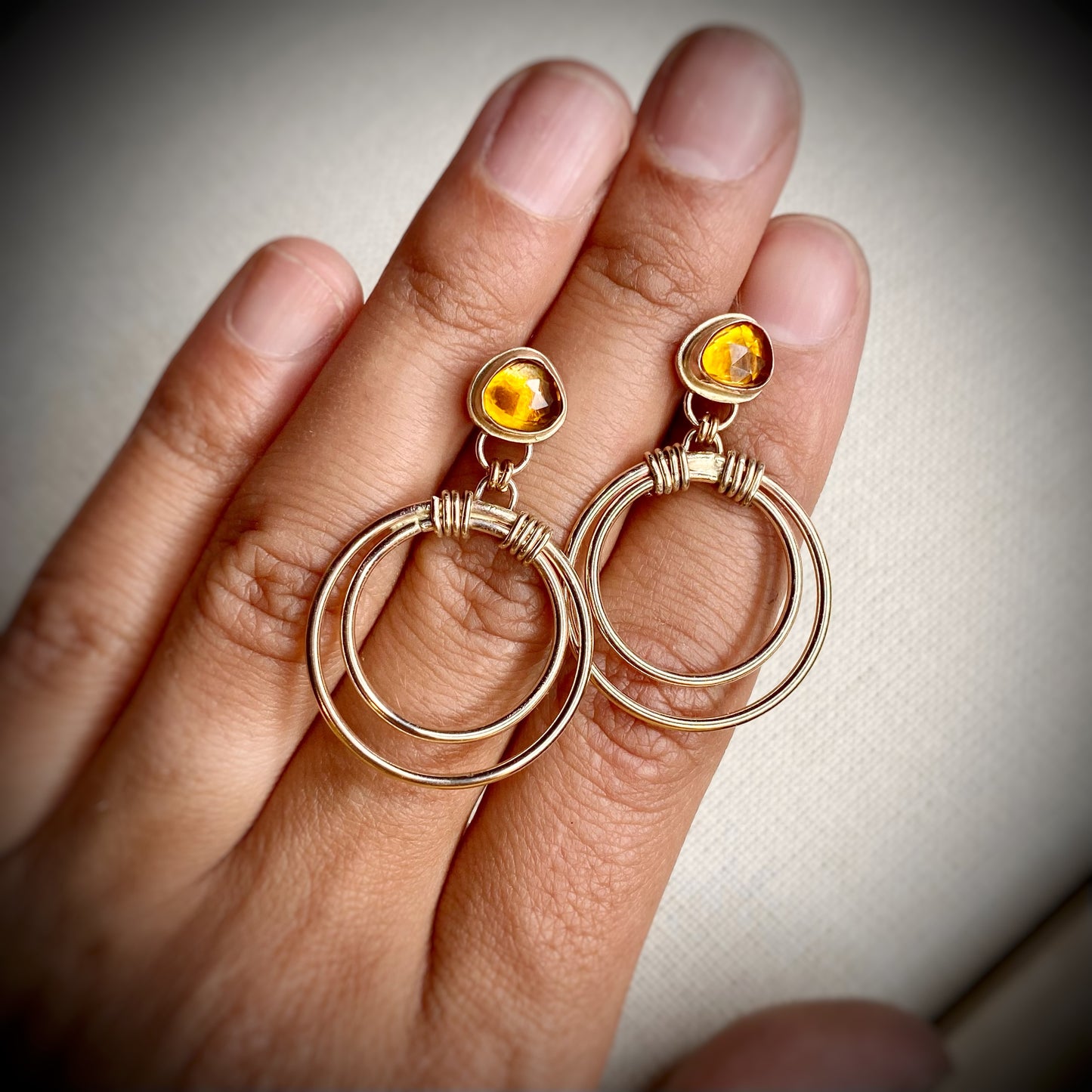 Butterscotch Citrine Hoops