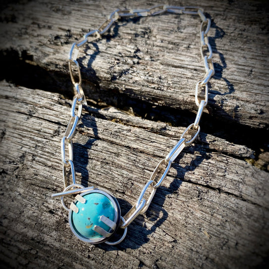 Handmade Chain and Turquoise Choker