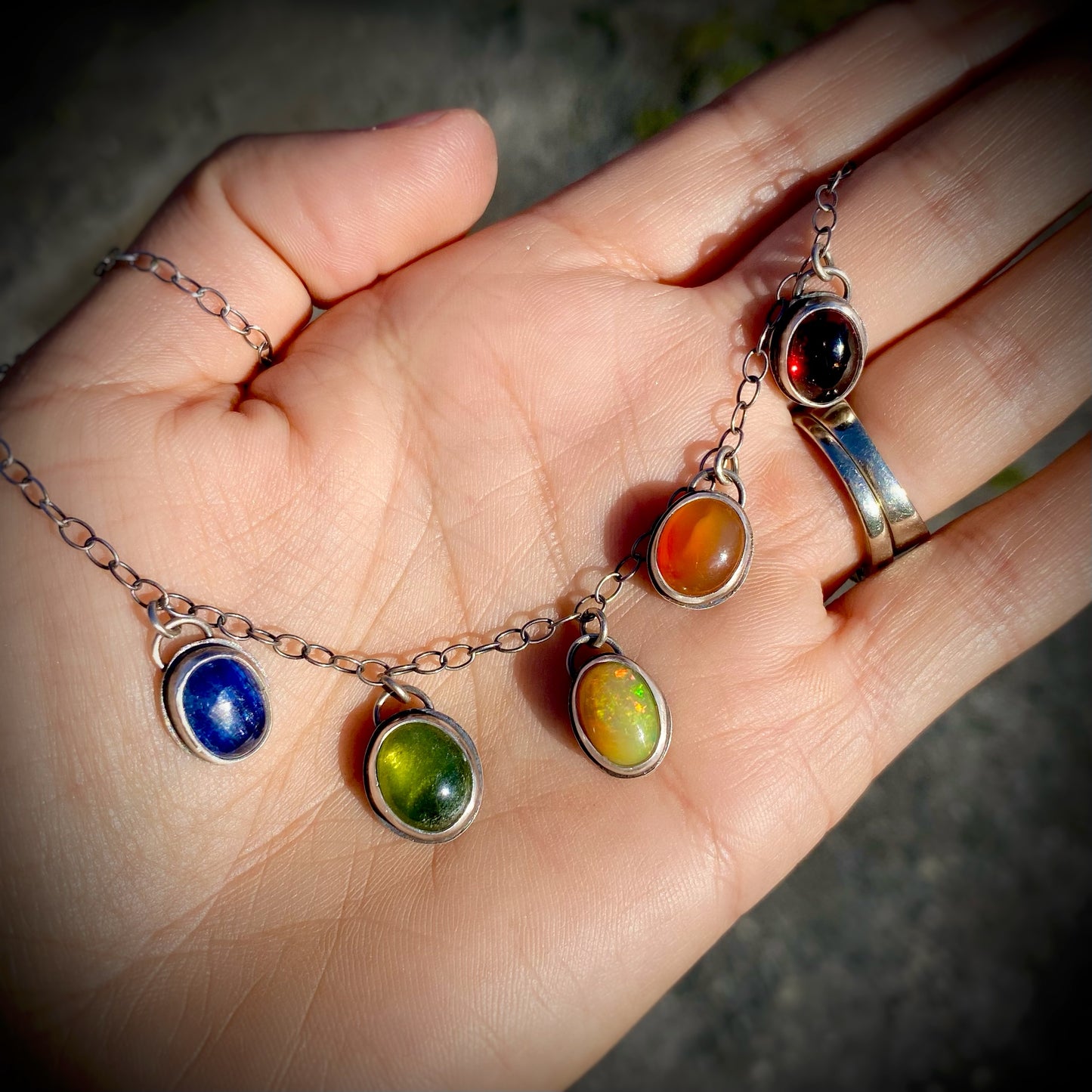 Rainbow Gemdrop Necklace