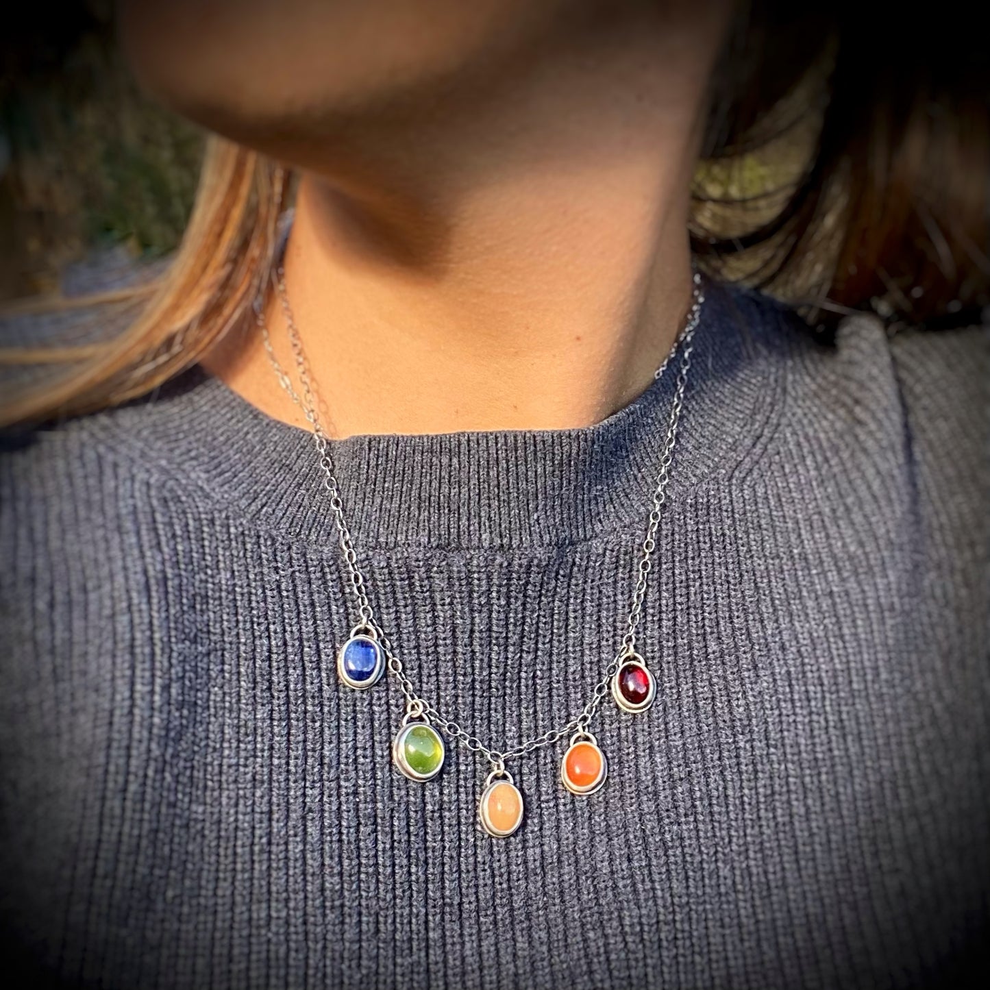 Rainbow Gemdrop Necklace