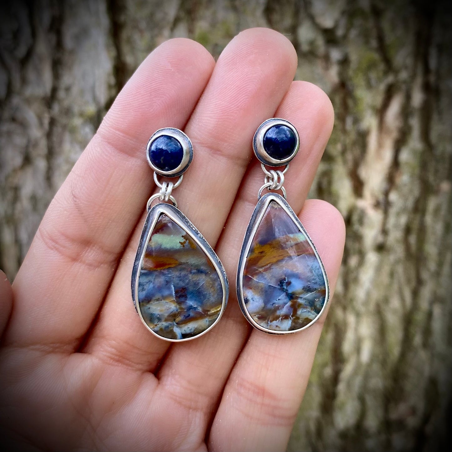 Earthy Blue - Dual Stone Dangles