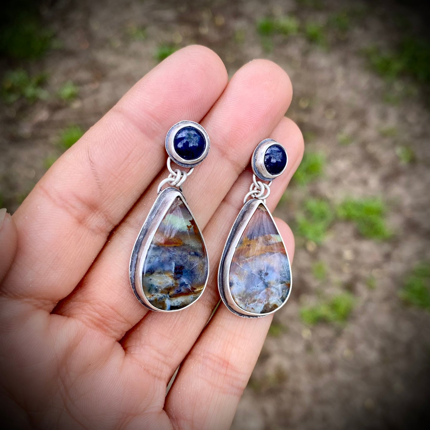 Earthy Blue - Dual Stone Dangles