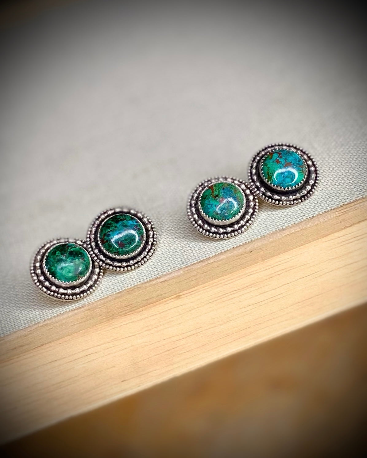 Chrysocolla Medallion Studs