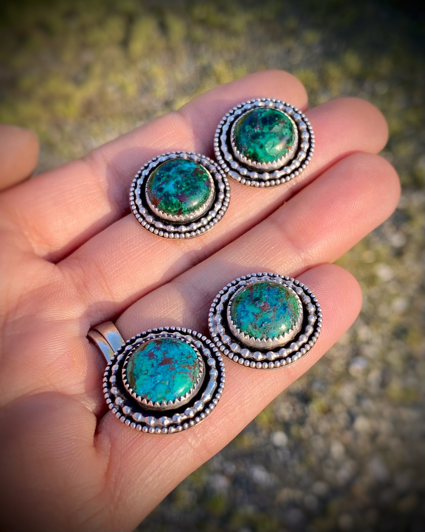 Chrysocolla Medallion Studs