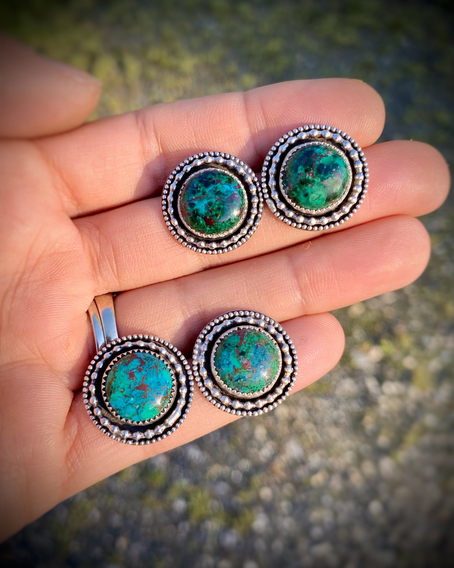 Chrysocolla Medallion Studs