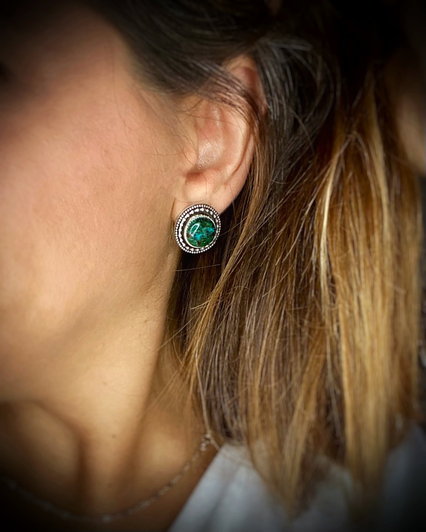 Chrysocolla Medallion Studs