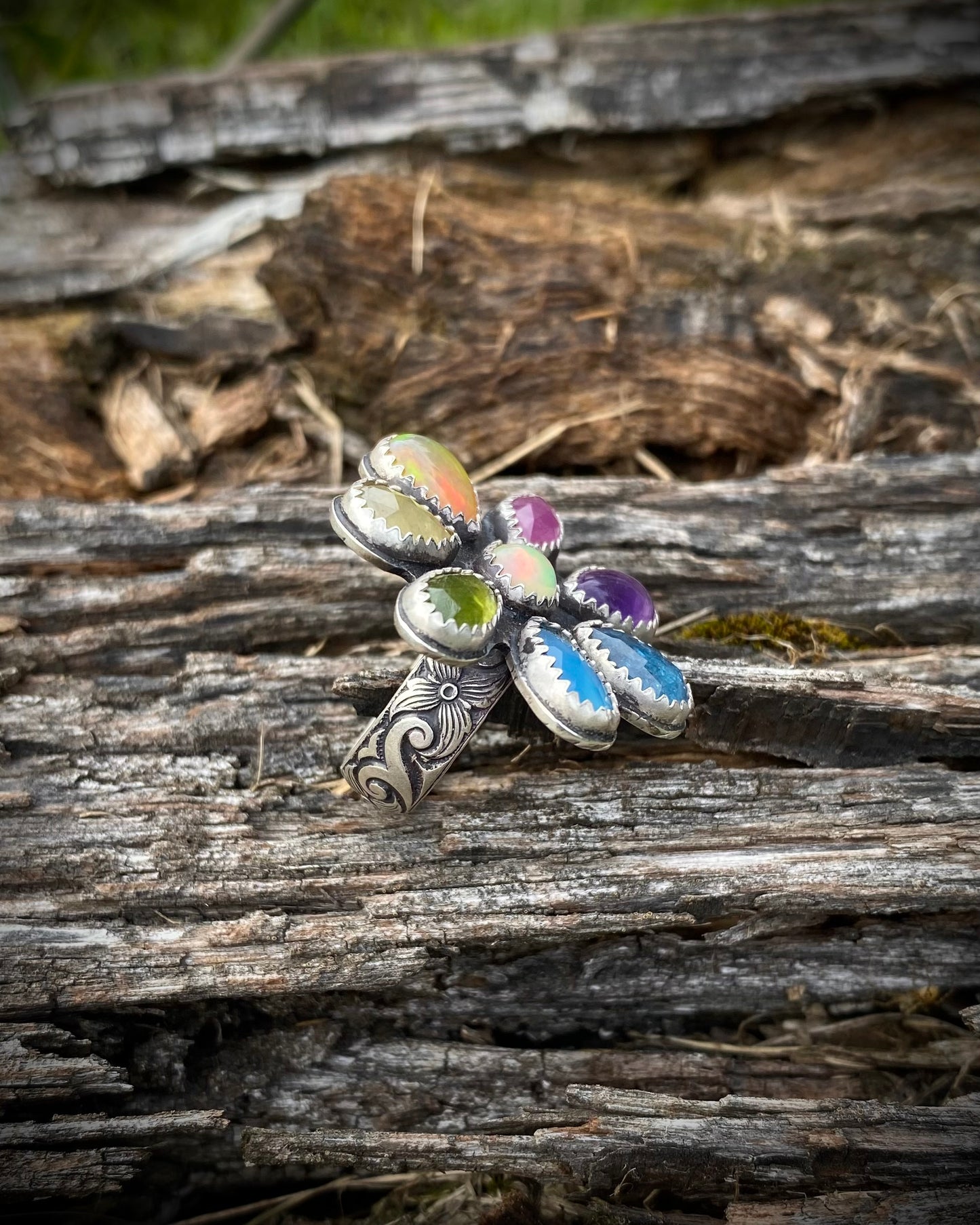 Rainbow Flower Ring