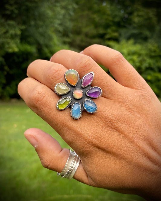 Rainbow Flower Ring