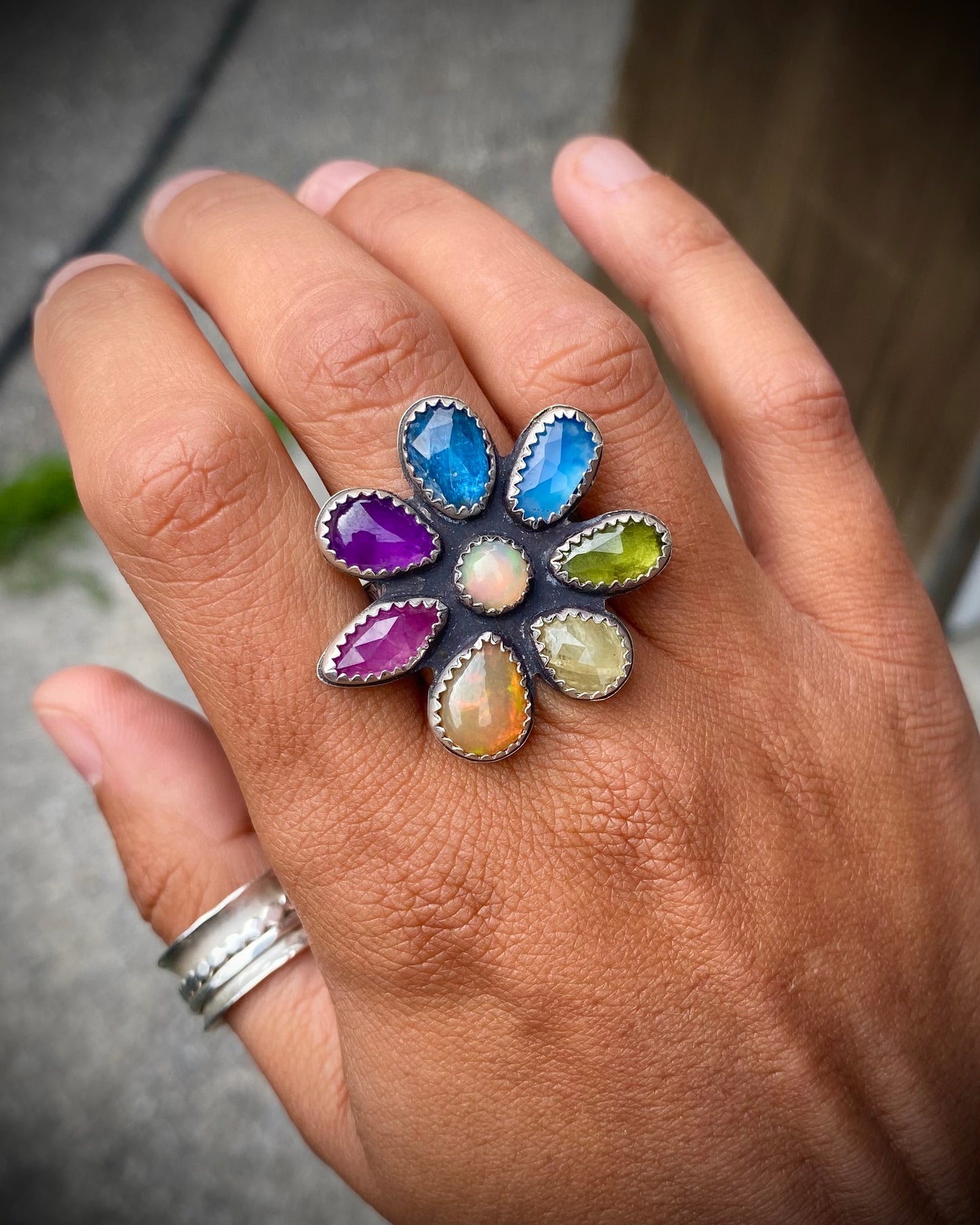 Rainbow Flower Ring