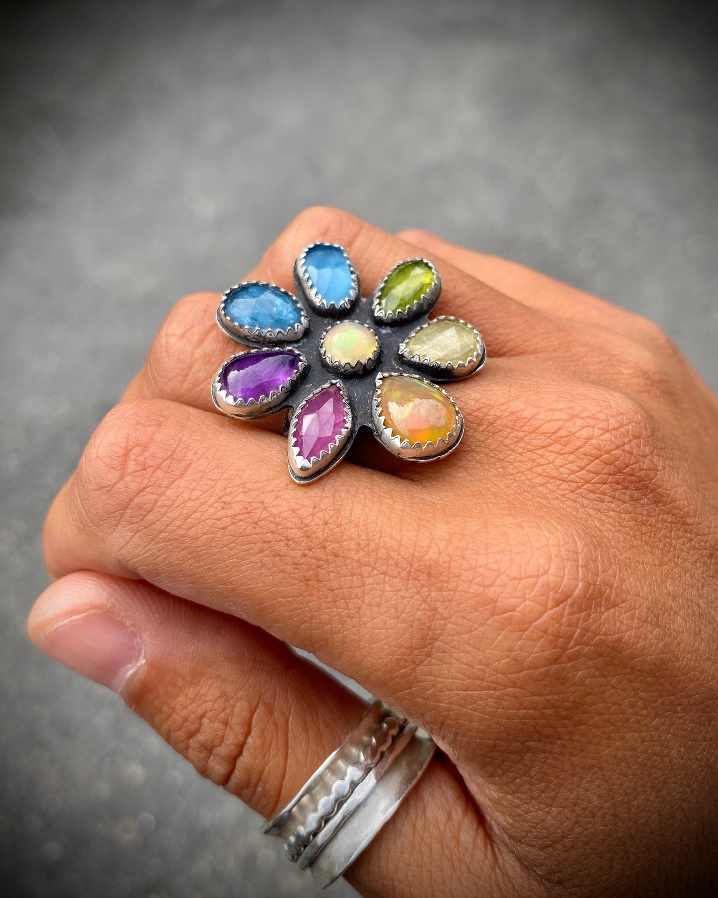 Rainbow Flower Ring