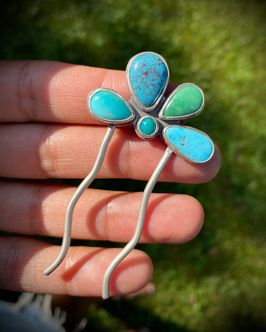 Mixed-Turquoise Flower Hair Pin