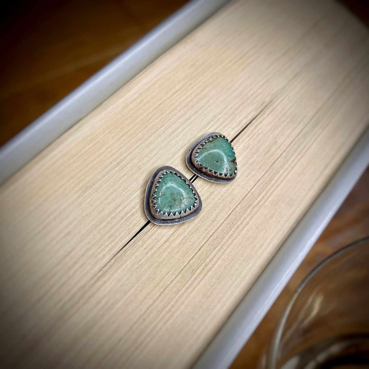 Turquoise Triangle Studs