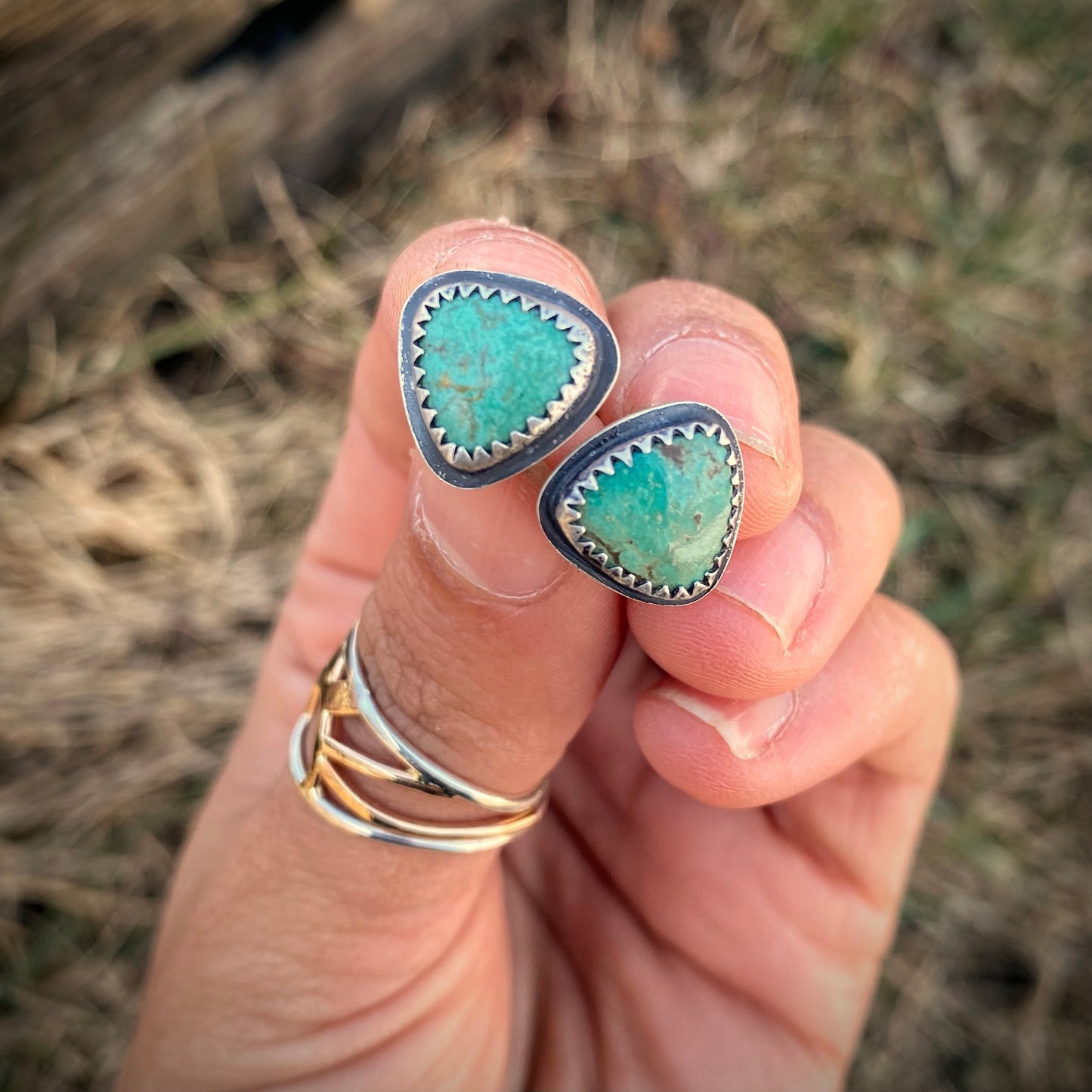 Turquoise Triangle Studs