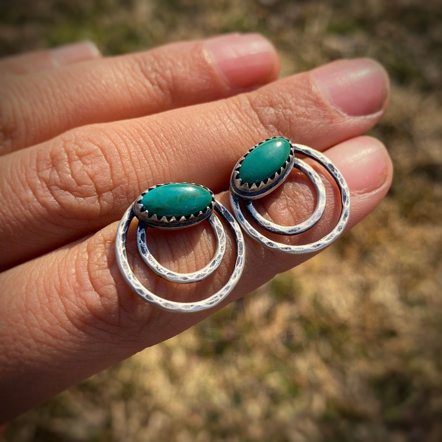 Double Mini-Hoop Turquoise Push-Backs