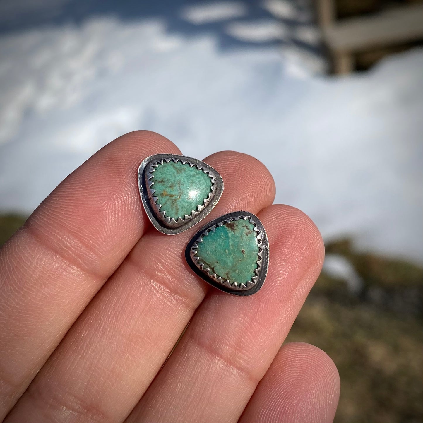 Turquoise Triangle Studs