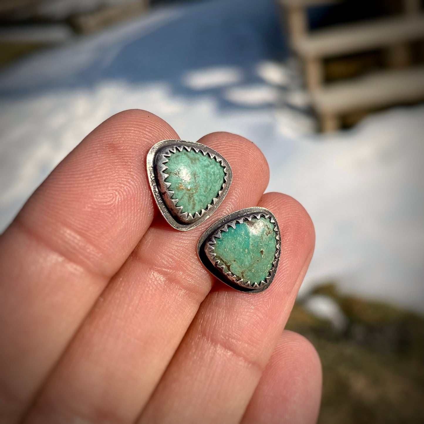 Turquoise Triangle Studs